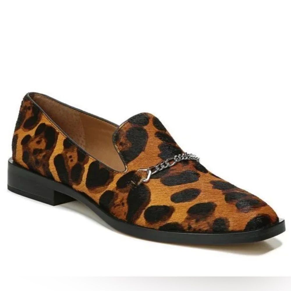Franco Sarto Square Mouth Calf Hair Leather Animal Print  Loafer(Size 8M)